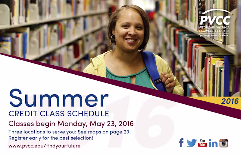 Cover image for Summer Credit Class Schedule for PVCC