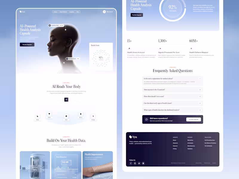 Cover image for Website for Vyra AI Health Analysis Platform