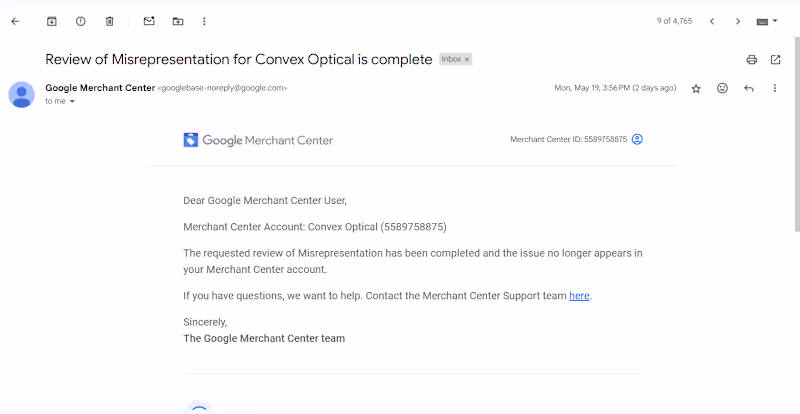 Cover image for Fix google merchant center suspension