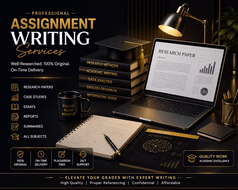 Cover image for I Will Write Professional Assignments, Essays & Research Papers