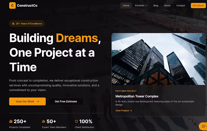 Cover image for ConstructionCo. 

Building Dreams, One Project