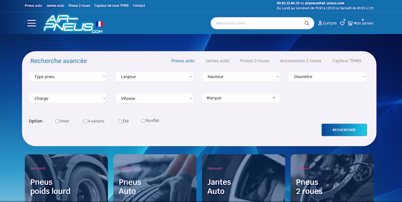 Cover image for Site E-commerce pour Air Pneus