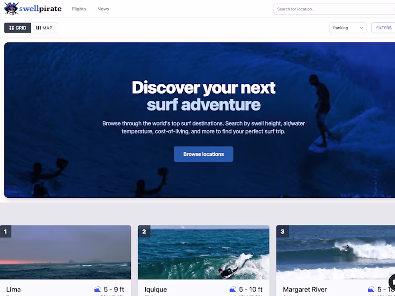Cover image for SwellPirate | Surf Travel Website
