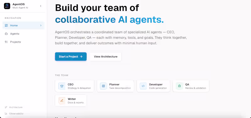 Cover image for AgentOS — Custom AI Agent Workflows