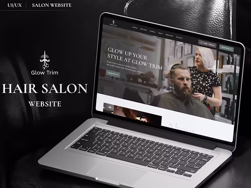 Cover image for Modern Barber Shop Landing Page Design | Glow Trim