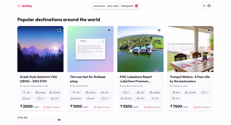 Cover image for Airstay - Popular destinations around the world