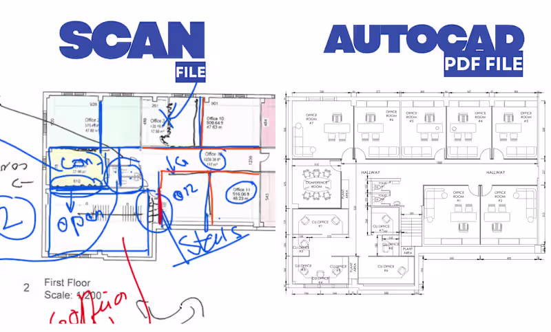 Cover image for Create 2D Floor Plan in AutoCAD | PDF to DWG in 24 hours 