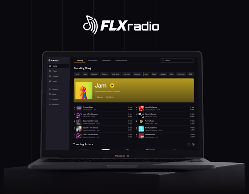 FLXradio – Music Streaming Web & Mobile App