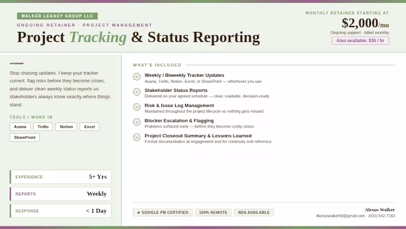 Cover image for Project Tracking & Status Reporting