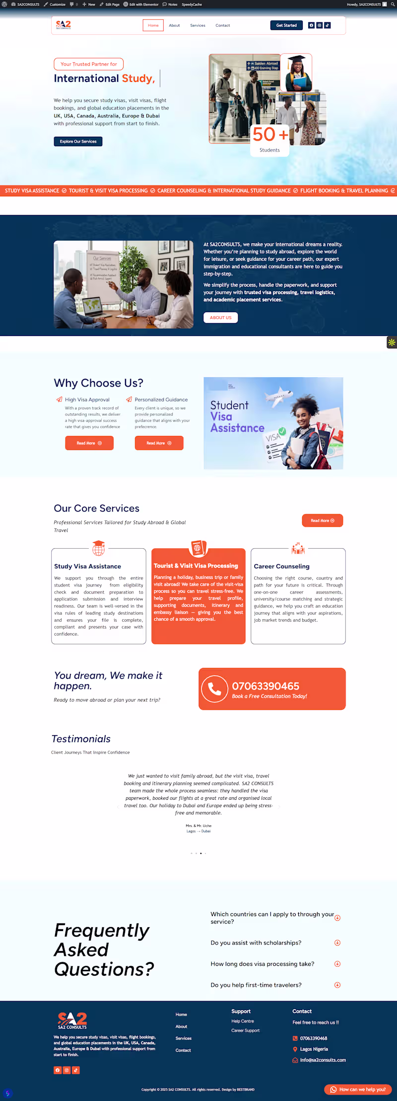 Cover image for SA2Consults Website – Elementor & WordPress Success I built ...