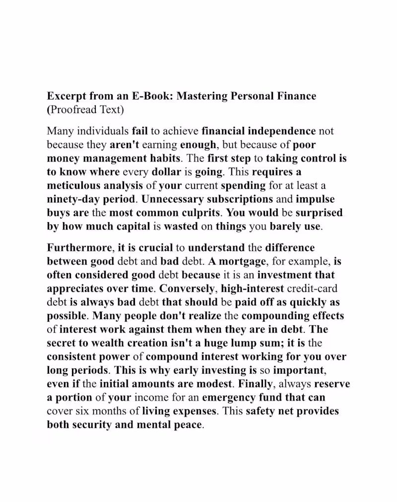 Cover image for Comprehensive editing and proofreading of a long excerpt fro...