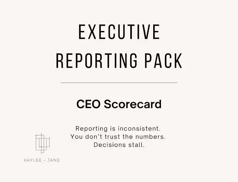 Cover image for EXECUTIVE REPORTING PACK – CEO SCORECARD & LEADERSHIP DASHBOARD