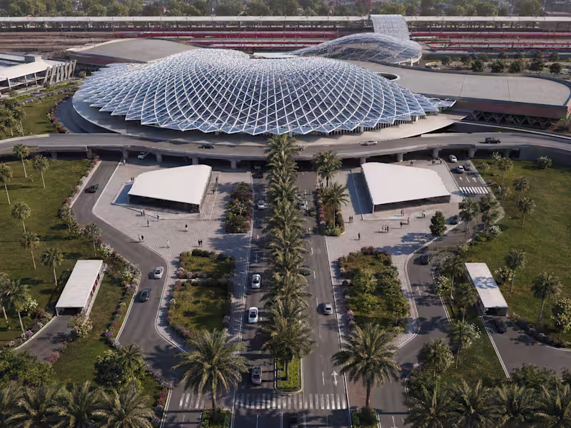 Cover image for railway station exterior render