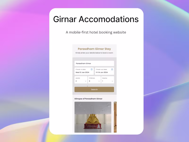 Cover image for Parasdham Girnar - A mobile-first hotel booking website
