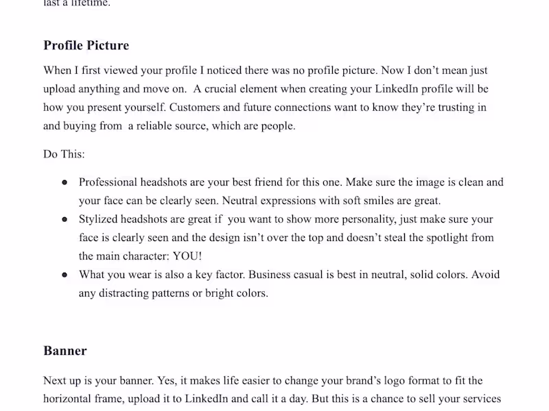 Cover image for LinkedIn Profile Optimization for Gina Vanderham