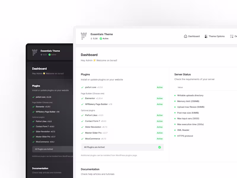 Cover image for New pixfort Core Dashboard Interface