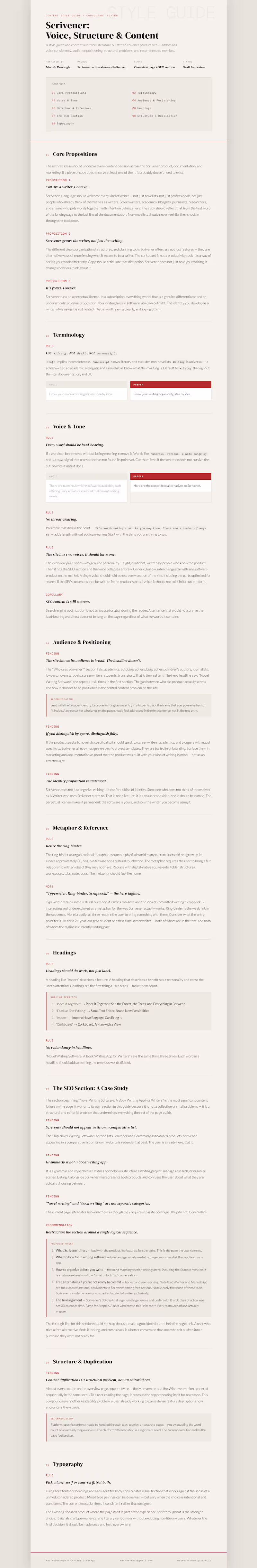 Cover image for Scrivener Style Guide -- spec