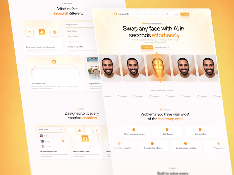 Cover image for Faceshift Landing Page Design