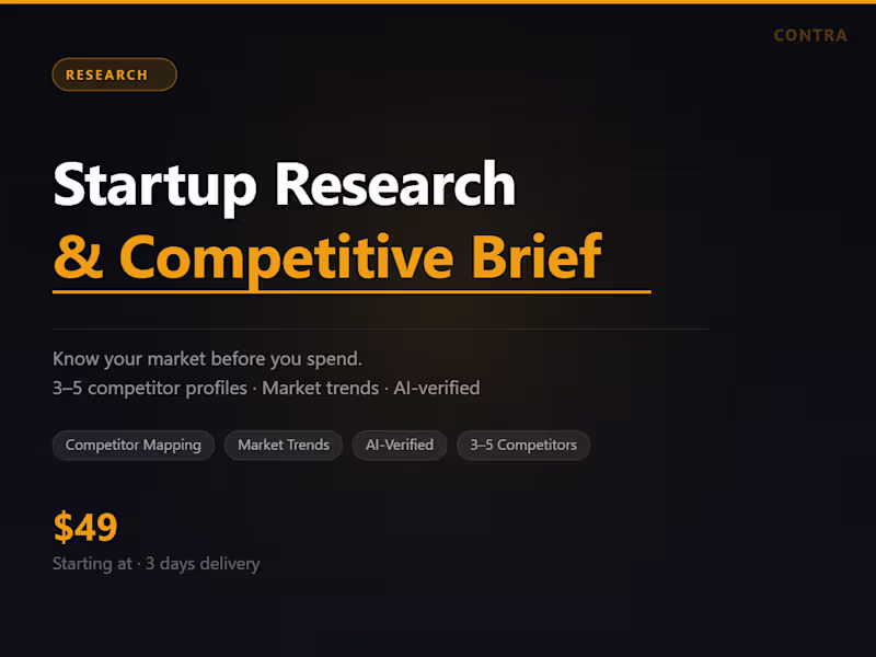Cover image for Startup Research & Competitive Brief