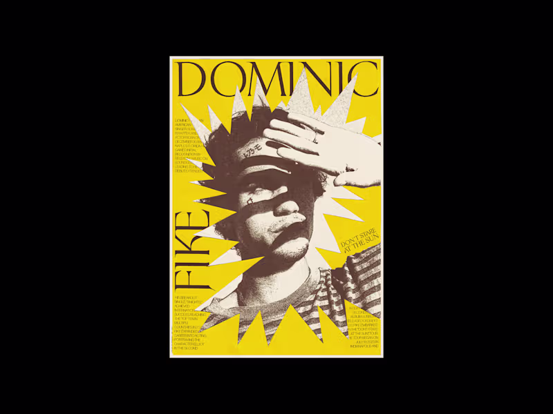 Cover image for Dominic Fike "Don't Stare At The Sun" Poster concept from ea...