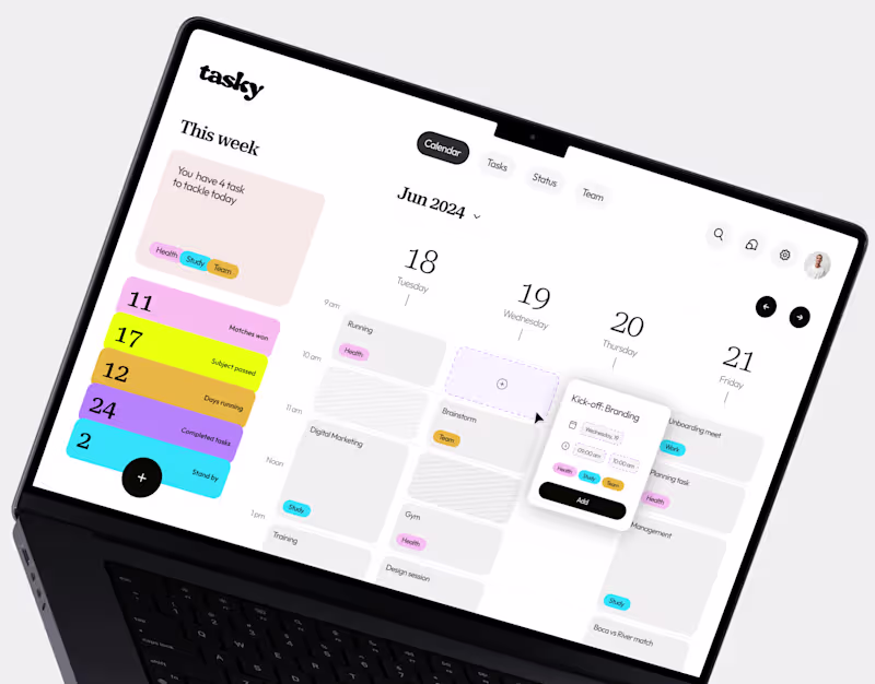 Cover image for Tasky AI Task Organizer — UX UI Design