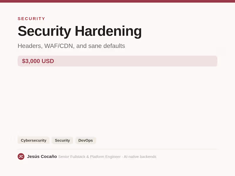 Cover image for Security Hardening