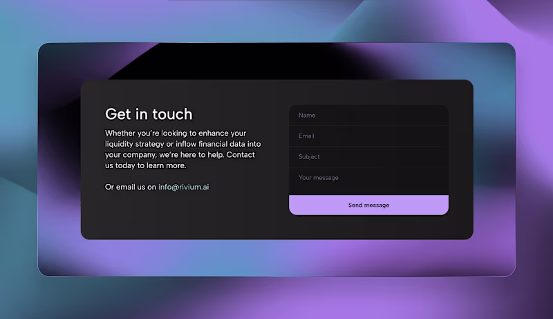 Cover image for A clean and confident “Get in touch” section for Rivium AI —...