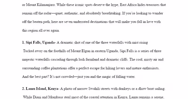 Cover image for Exploring Hidden Gems of East Africa