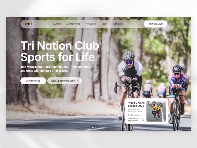 Cover image for TriNation Club Multi-Sports Community Website 