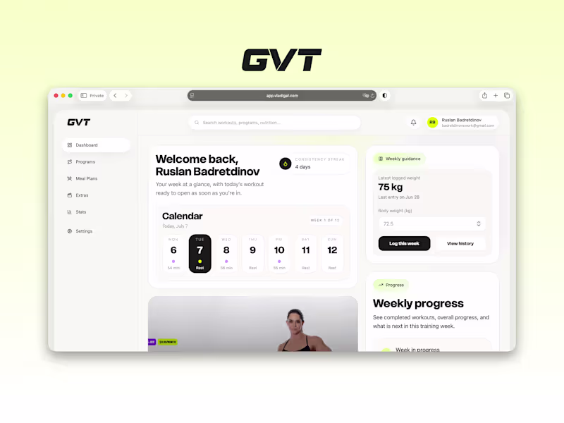 Cover image for GVT Fitness Platform — Product,
