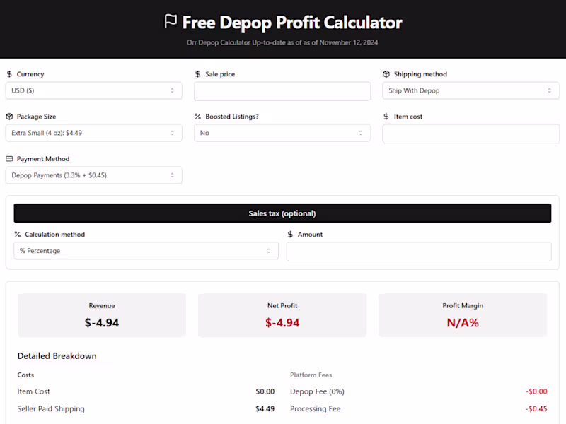 Cover image for Depop Calculator 2025