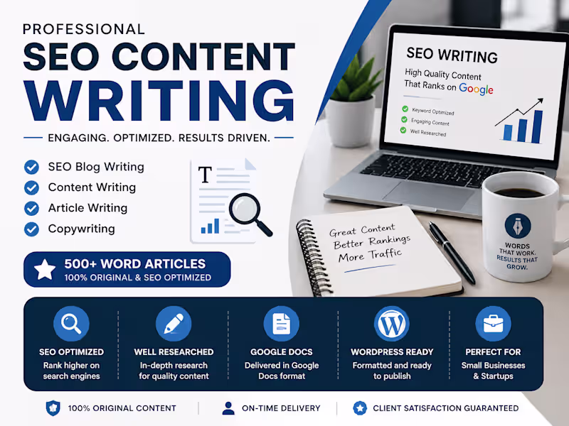 Cover image for SEO Blog Post Writing - 1 Article (500 Words)