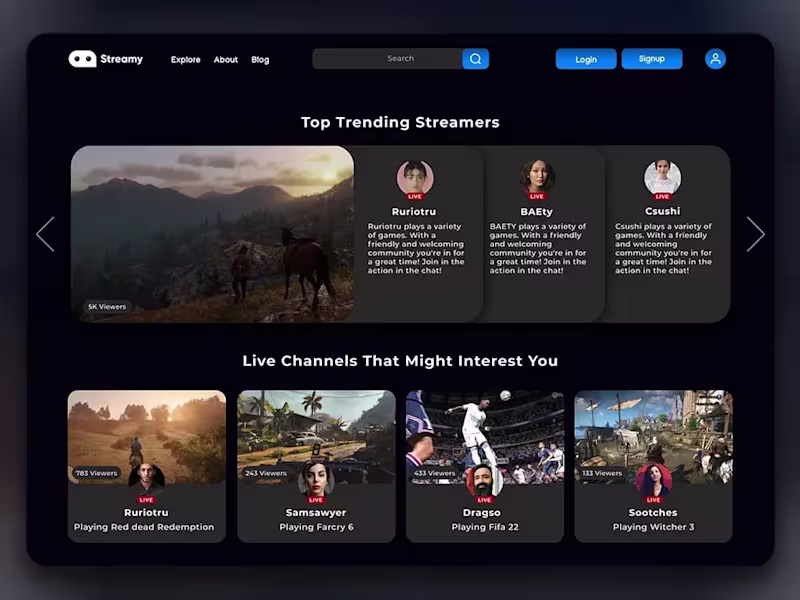 Cover image for Streamy: Engaging Gaming Streaming Platform Design