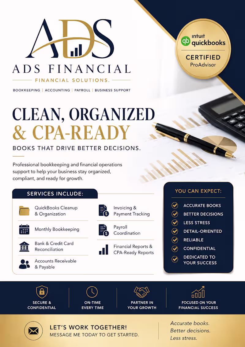 Cover image for Monthly Bookkeeping & Financial Operations Support