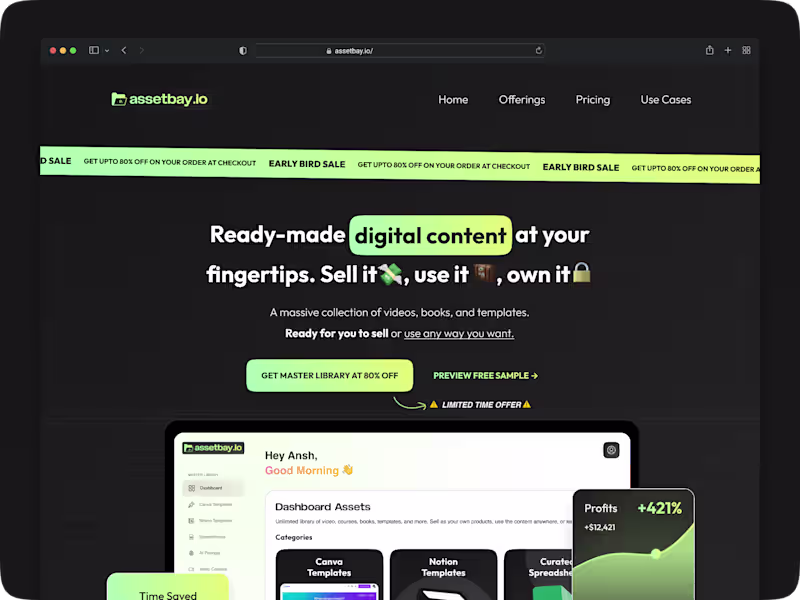 Cover image for AssetBay PLR Digital Assets Marketplace Landing Page Design
