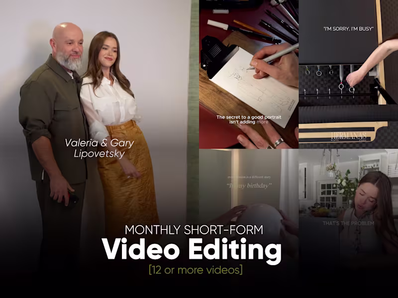 Cover image for Monthly Short-Form Video Editing (12+ Videos)