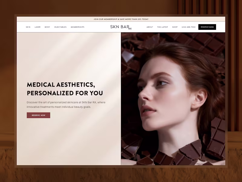 Cover image for SKN BAR RX | Medical Aesthetics Website Design