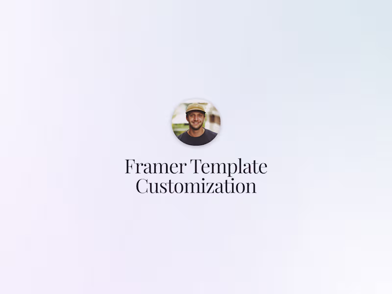Cover image for Framer Template Customization