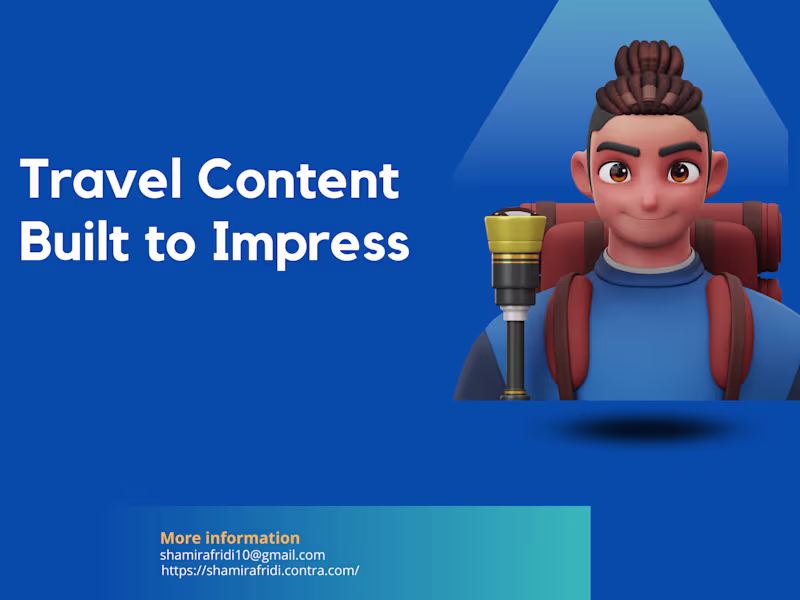 Cover image for  Medium-ready 3 Travel SEO Writing Samples.