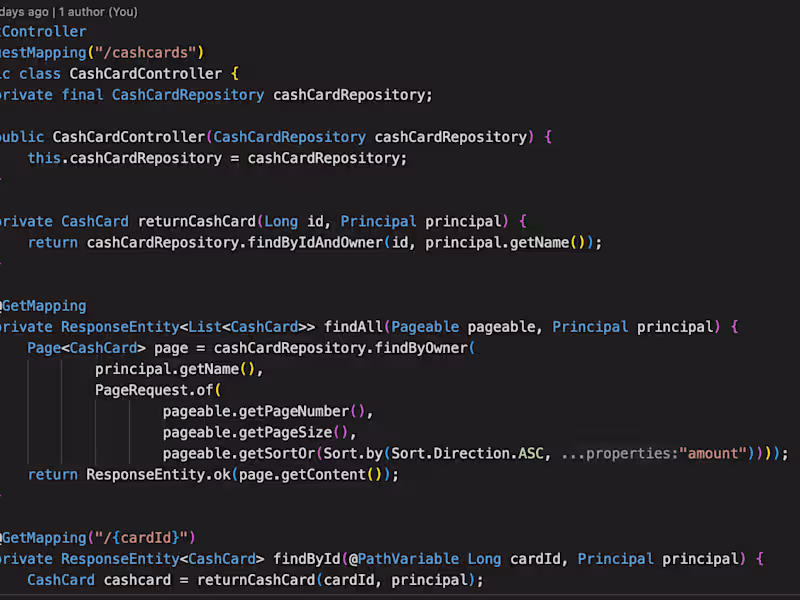Cover image for RESTful API for managing cash card