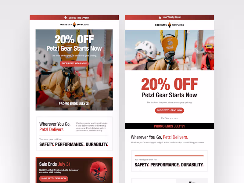 Cover image for Forestry Suppliers - Petzl Gear Promo Email Campaign