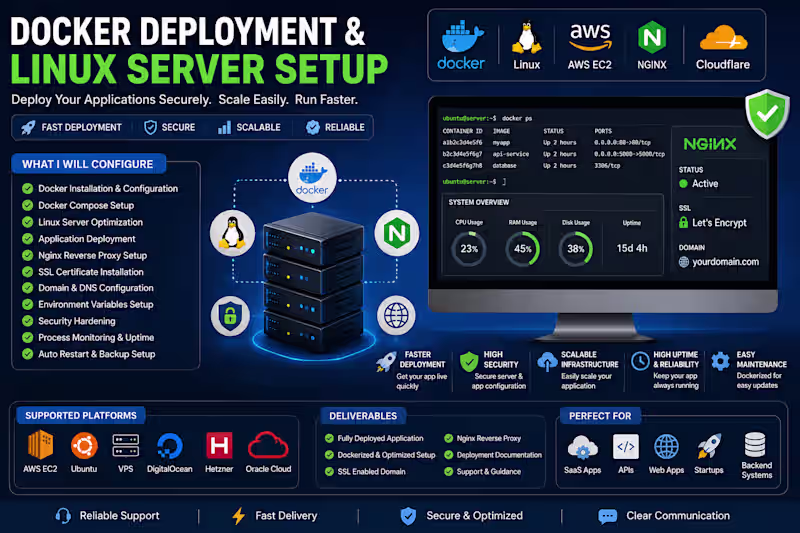 Cover image for Docker Deployment & Linux Server Setup