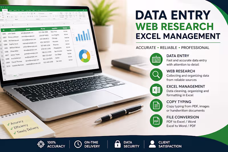 Cover image for Professional Data Entry and Web Research Services