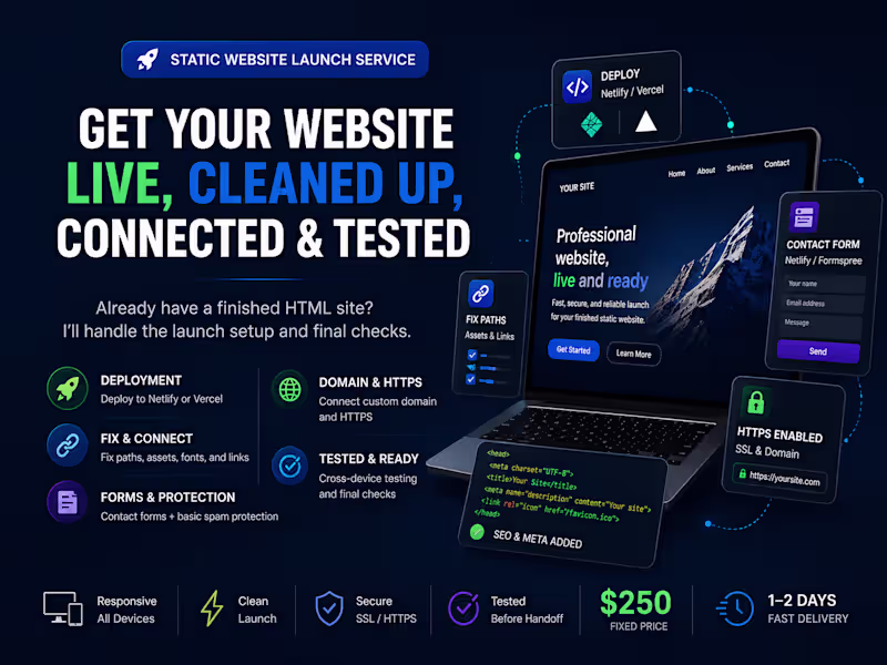 Cover image for Static Website Launch on Netlify or Vercel
