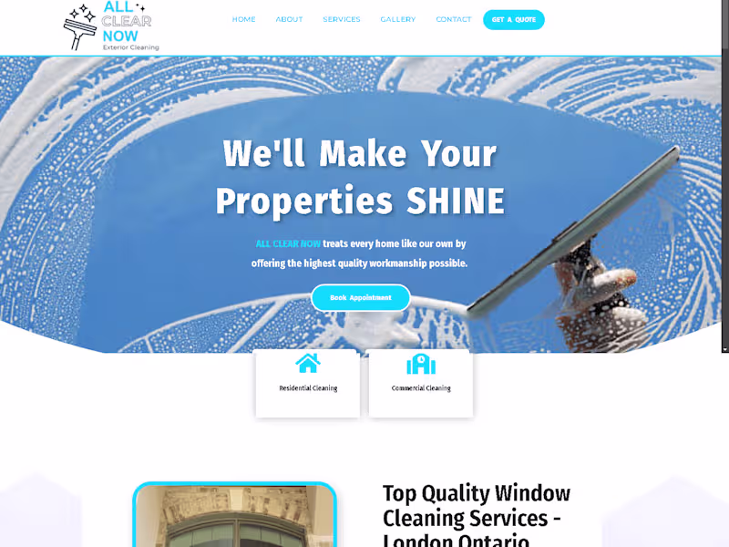 Cover image for WordPress Website Design for a Cleaning Company (All Clear Now)