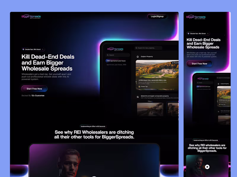 Cover image for Biggerspreads ladingpage Redesign