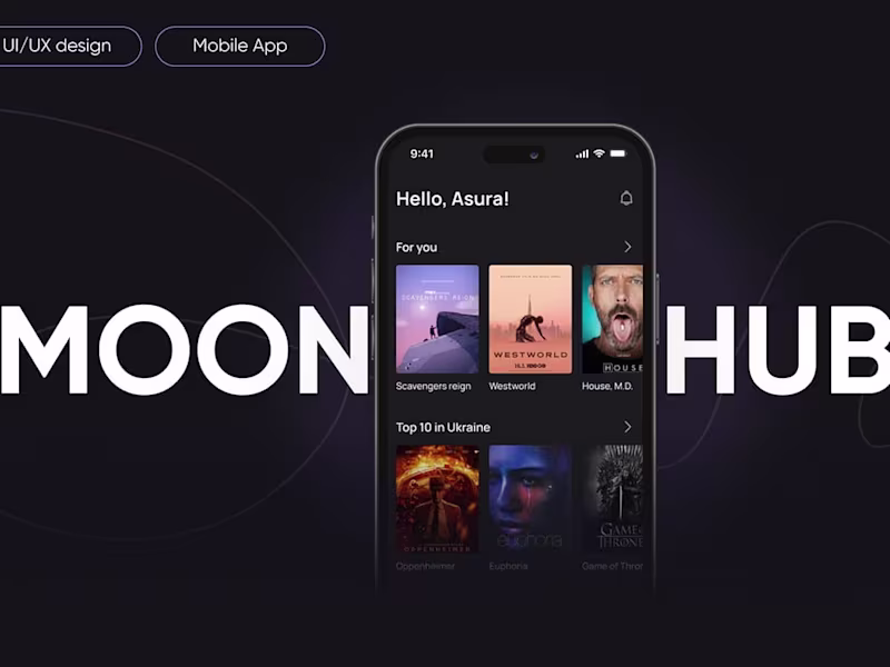 Cover image for mobile application for a video streaming service (MoonHub)