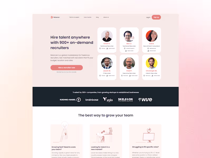 Cover image for Landing page for Relancer
