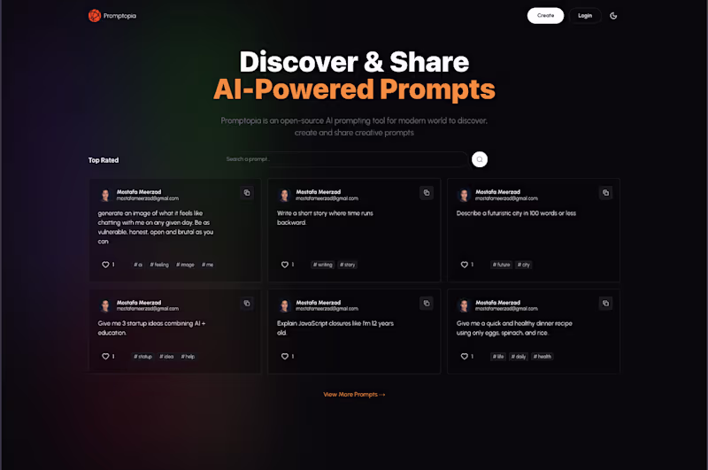 Cover image for Promptopia
Full-stack AI prompt sharing app.