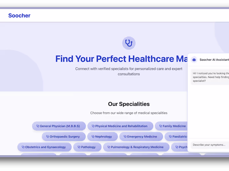 Cover image for Soocher Doctor appointment booking System